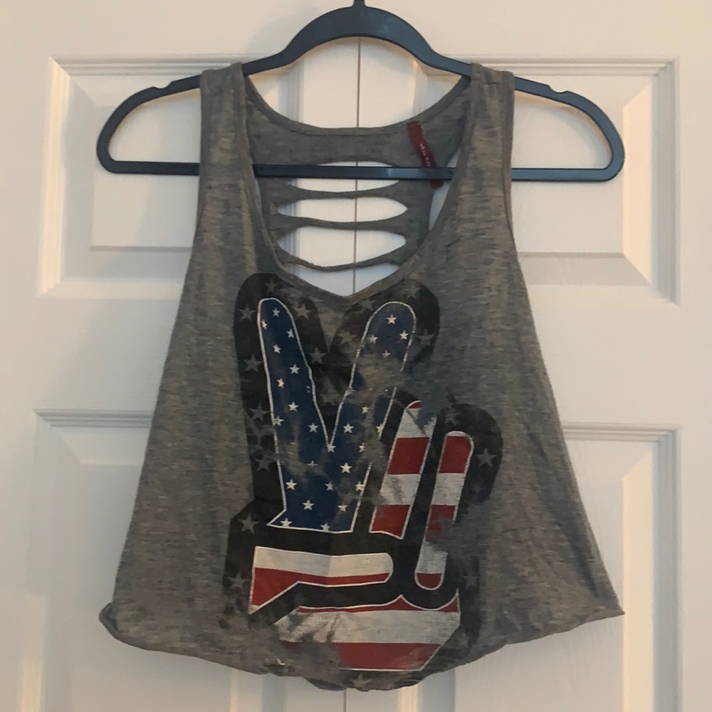Miss Royal T Grey Sleeveless Crop Top (M)